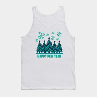 Happy New Year 2024 Tree Snowflakes Tank Top